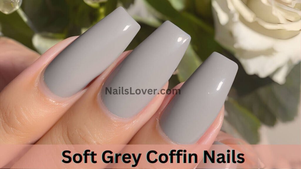 Soft Grey Coffin Nails Soft Grey Coffin Nails