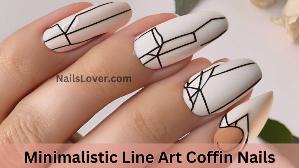 Minimalistic Line Art Coffin Nails Minimalistic Line Art Coffin Nails