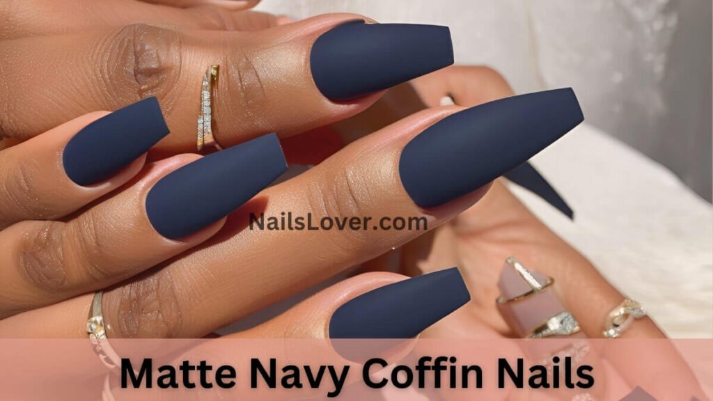 Matte Navy Coffin Nails Matte Navy Coffin Nails