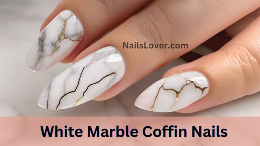 White Marble Coffin Nails White Marble Coffin Nails