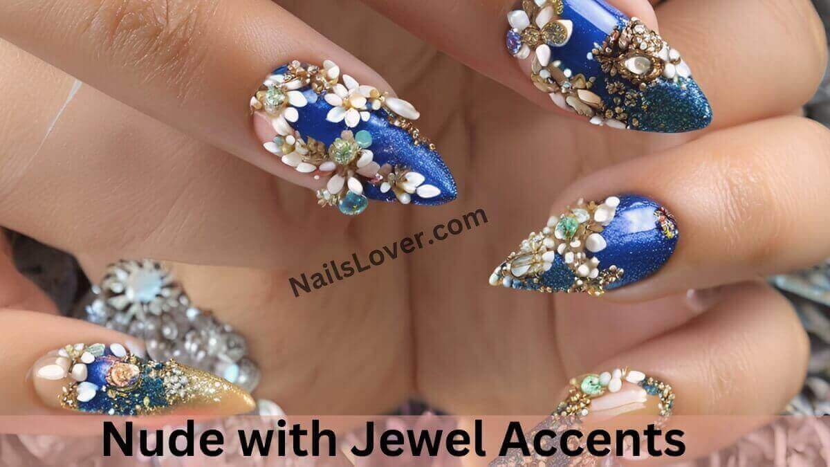 Nude Nails with Jewel Accents Nude Nails with Jewel Accents