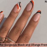 black and orange french tip nails